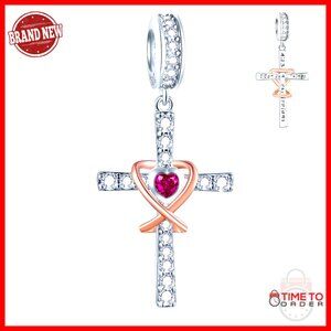 925 Sterling Silver Cross Charm, Yin Yang Bead, Fits European Bracelets